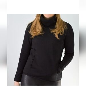 Aether Polartec Cowl Pullover Funnel Neck Fleece Sweater Top Black 1 XS
